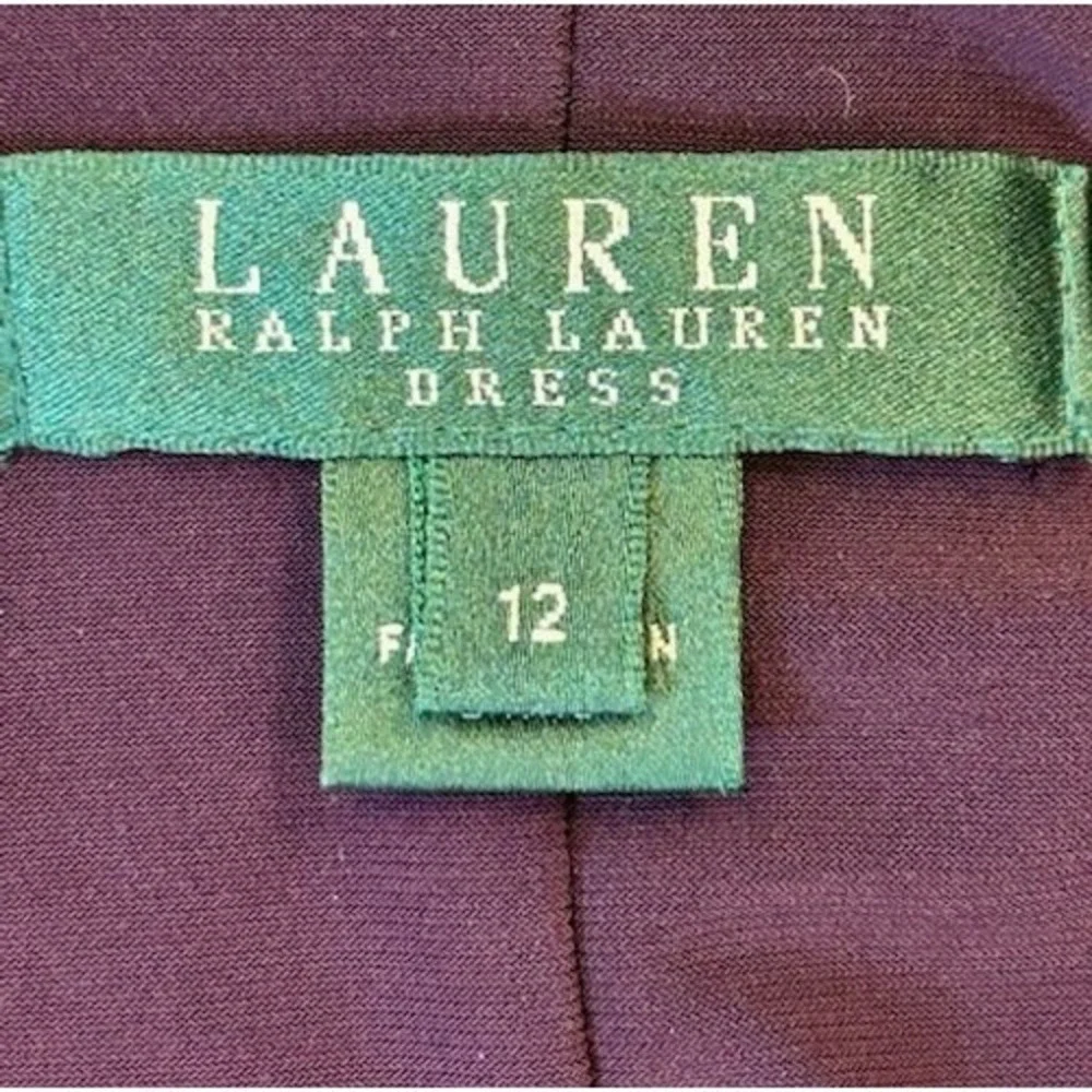 NWOT‎ Ralph Lauren Purple Lace Sequin Dress Ruched Sleeveless Cocktail Size 12